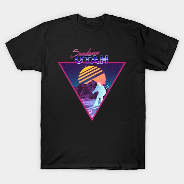 Retro Vaporwave Ski Mountain | Sundance Utah | Shirts, Stickers, and More! T-Shirt by KlehmInTime